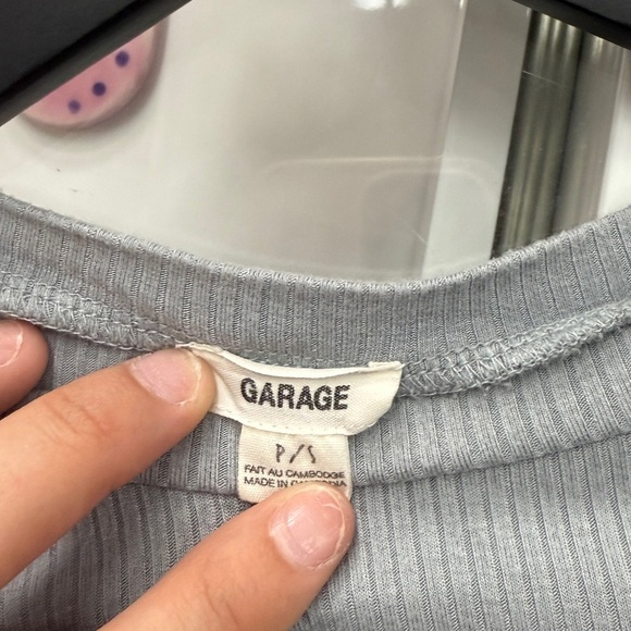 Garage Gray Blue Long Sleeve Fitted Crop Top - Picture 5 of 5